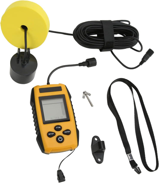 YWBL-WH Depth Finder, Fish Detector for Boat Kayak Fishing, LCD Depth Finder with Backlight