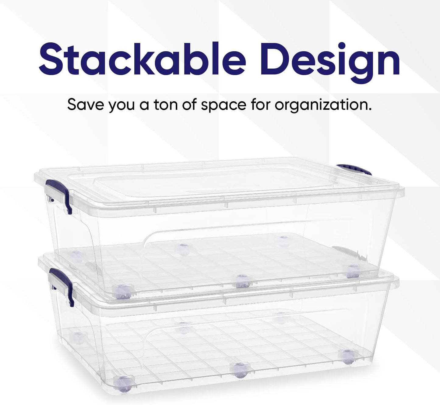 Superio Storage Bins with Lids- 3 Pack, 1.85 Qt Clear Boxes for Organizing, Stackable Plastic Containers- BPA Free, Non-Toxic, Odor Free, Organizer for Home, Office, Dorm