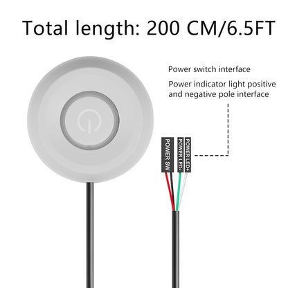 SinLoon PC Power Switch, Desktop Computer, Power Switch, External Remote Start, 6.5 ft PC Motherboard, PC Power Button External, Extension Cable with LED Light (White)