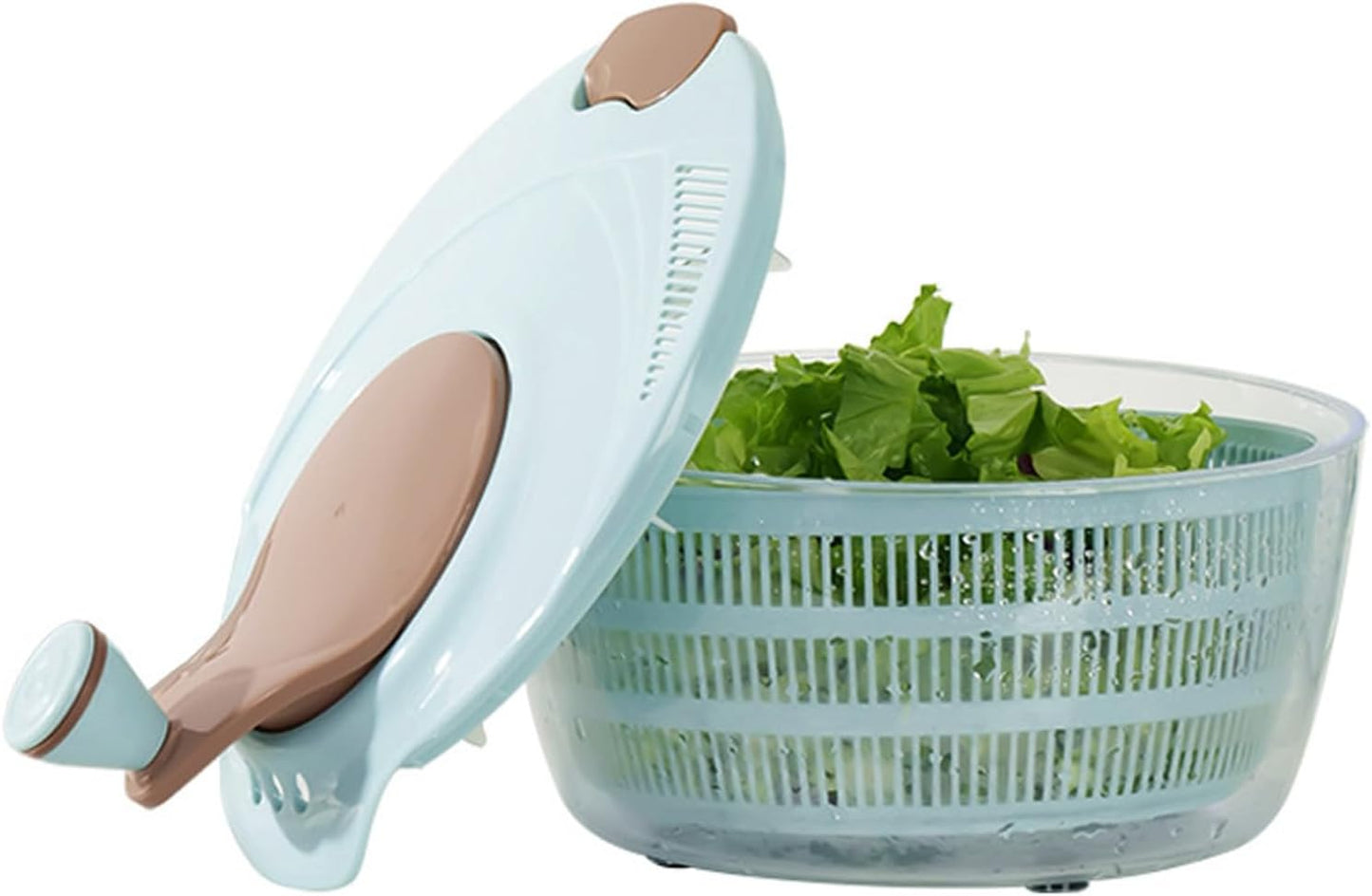 Salad Spinner Lettuce Dryer, Hand Crank Rotary Vegetable Dryer Veggie Washer with Colander, Vegetable Spinner Drain Basket, Vegetables Fruits Wash Spinner Bowl