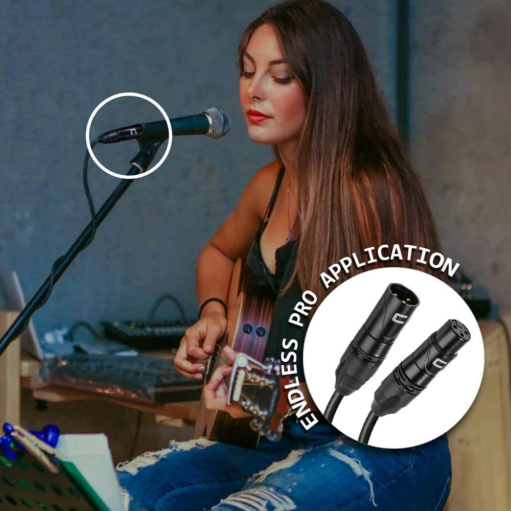 Balanced XLR Cable Male to Female - 6 Feet Pink - Pro 3-Pin Microphone Connector for Powered Speakers, Audio Interface or Mixer for Live Performance & Recording