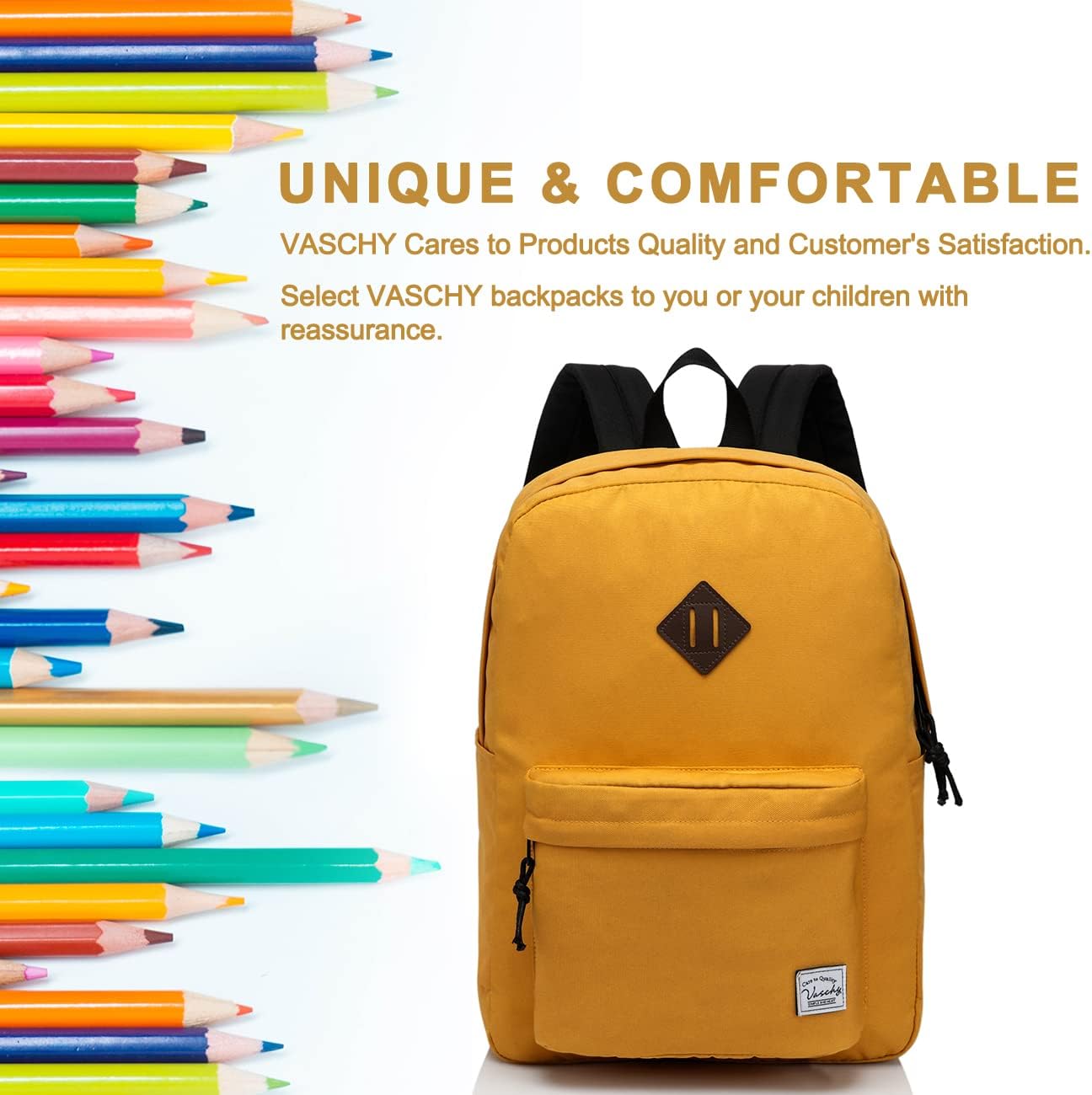 School Backpack for Kids, VASCHY Lightweight Water Resistant Casual Schoolbag Daypack for Men Women Teen Boys Girl Bookbag