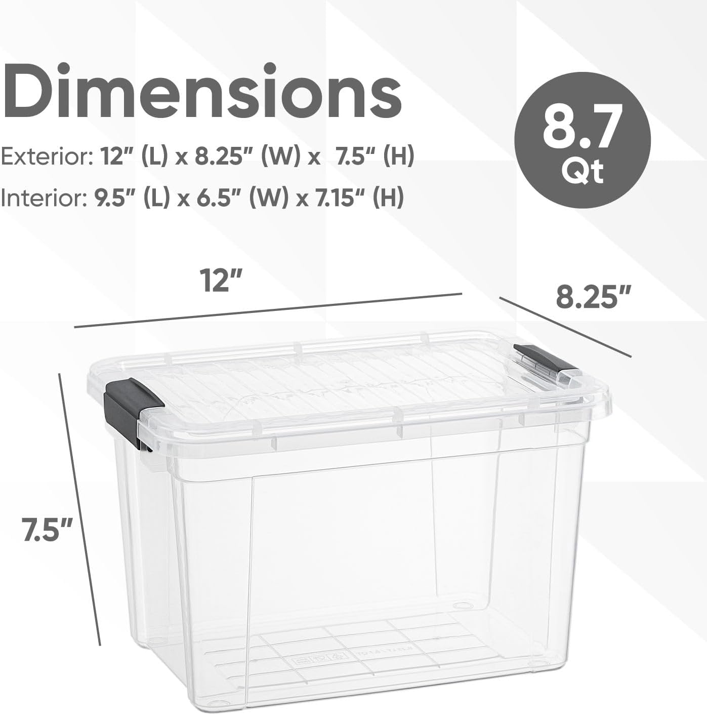 Superio Storage Bins with Lids- 3 Pack, 1.85 Qt Clear Boxes for Organizing, Stackable Plastic Containers- BPA Free, Non-Toxic, Odor Free, Organizer for Home, Office, Dorm