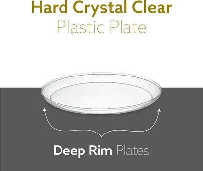PLASTICPRO [30 Pack 10.7'' Christmass Green Plastic Party Plates Edge Collection Premium heavyweight Elegant Disposable Tableware Dishes