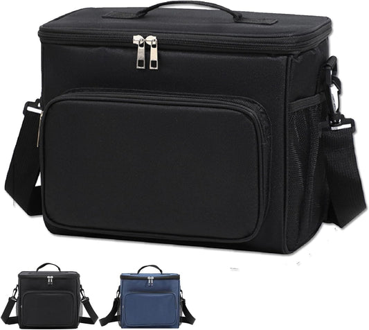 Lunch Bag for Adult Men Women Reusable 10L Large Thermos Lunch Box Food Cooler Bag Leakproof Heated Lunch Bag for Work Office Outdoor Picnic School Unisex Insulated Bag, 12+ Cans (Black)