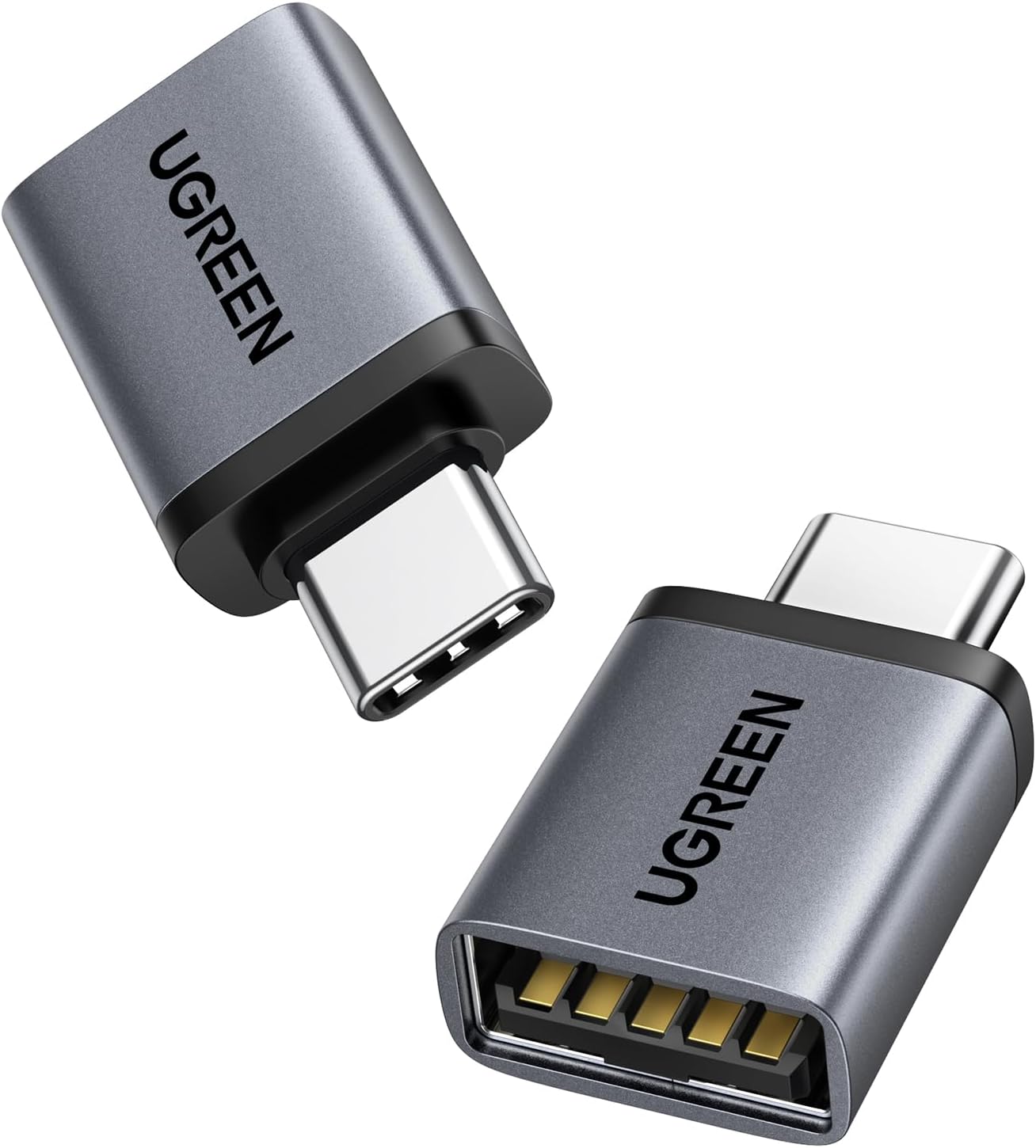UGREEN USB C to USB Adapter 2 Pack, 3.2 Gen 2 10Gbps C Male to A Female Adapter Thunderbolt 4 3 OTG Compatible with iPhone 15, Galaxy S24, MacBook Pro Air, iPad Pro, Grey