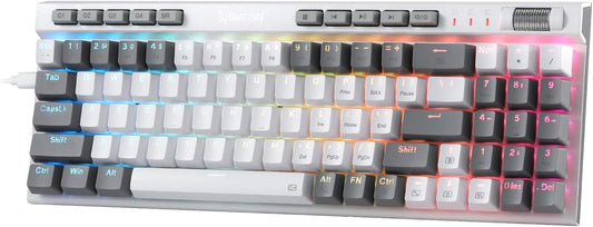 Redragon K655 75% RGB Wired Mechanical Gaming Keyboard, 78 Keys Hot-Swap Mechanical Keyboard w/Aluminum Cover Board, Upgraded Socket and Onboard Macro/Media Keys, Quiet Linear Red Switch - PuriLite