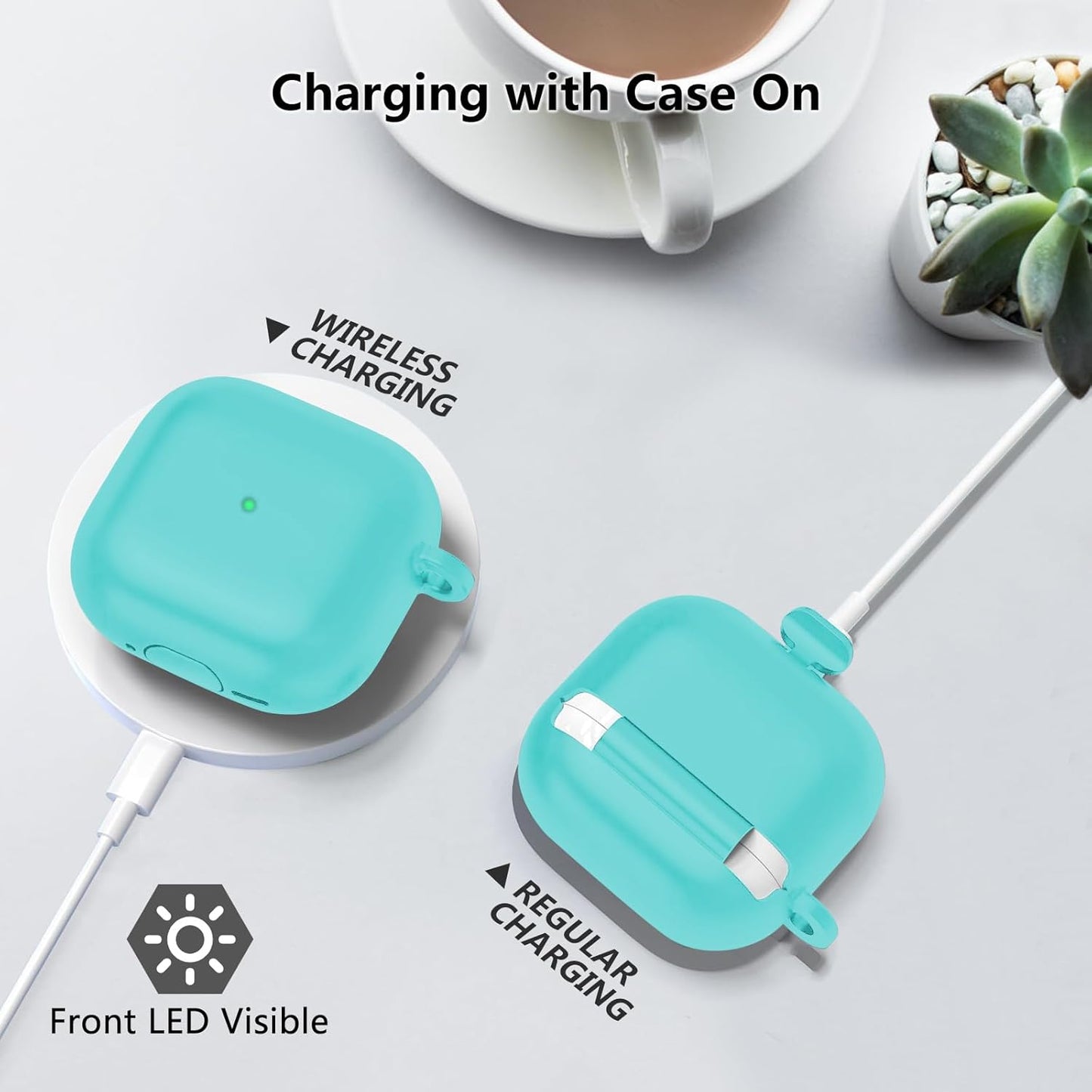 Aircawin for Airpods 4 Case Cover,Shockproof Case for Airpods 4th Generation Case Cover 2024,Premium Silicon Case with Keychain and Cleaing Pen for Airpods 4 Gen, Wireless Earphone Accessories-Blue