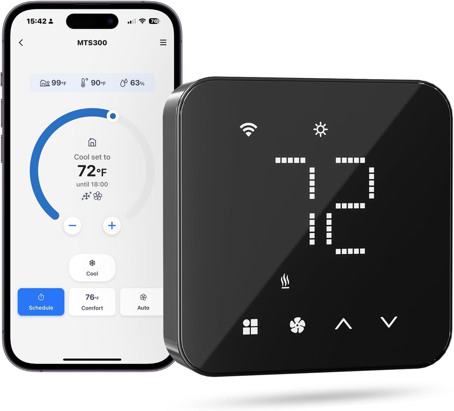 meross Smart Thermostat for Home, WiFi Thermostat Works with Matter, Alexa, Apple Home, Google Assistant, App Voice Control, 7x24h Scheduling, Energy Saving, C-Wire Required