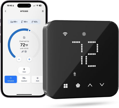 meross Smart Thermostat for Home, WiFi Thermostat Works with Matter, Alexa, Apple Home, Google Assistant, App Voice Control, 7x24h Scheduling, Energy Saving, C-Wire Required