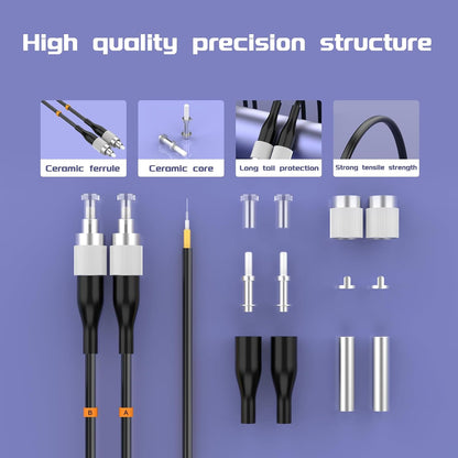 Buacoz 200 Meters LC to LC UPC Outdoor Armored Fiber Patch Cable, 9/125um Single Mode Duplex Fiber Optic Internet Cables, Jumper Optical Patch Cord, (200M/656ft), TPU Black