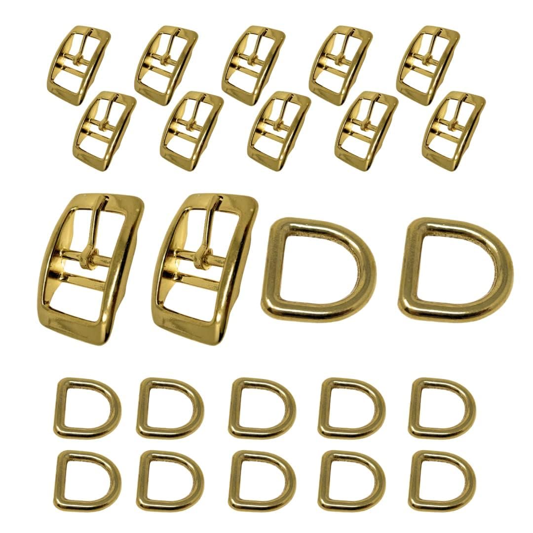 Regal Dog Products 1" Inch Double Bar Buckle and Matching D-Ring in Nickel Plated Hardware (6-pack)