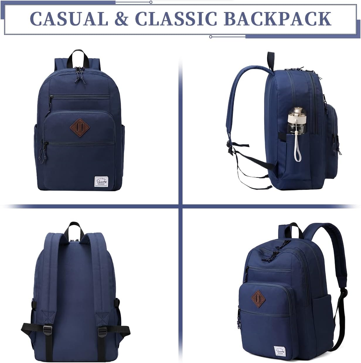 School Backpack for Men Women,Vaschy Lightweight School Bag Bookbag Casual Daypack for High School/College/Teens/Travel/Work