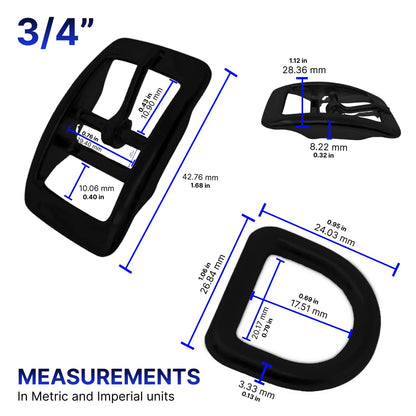 Regal Dog Products 1" Inch Double Bar Buckle and Matching D-Ring in Nickel Plated Hardware (6-pack)