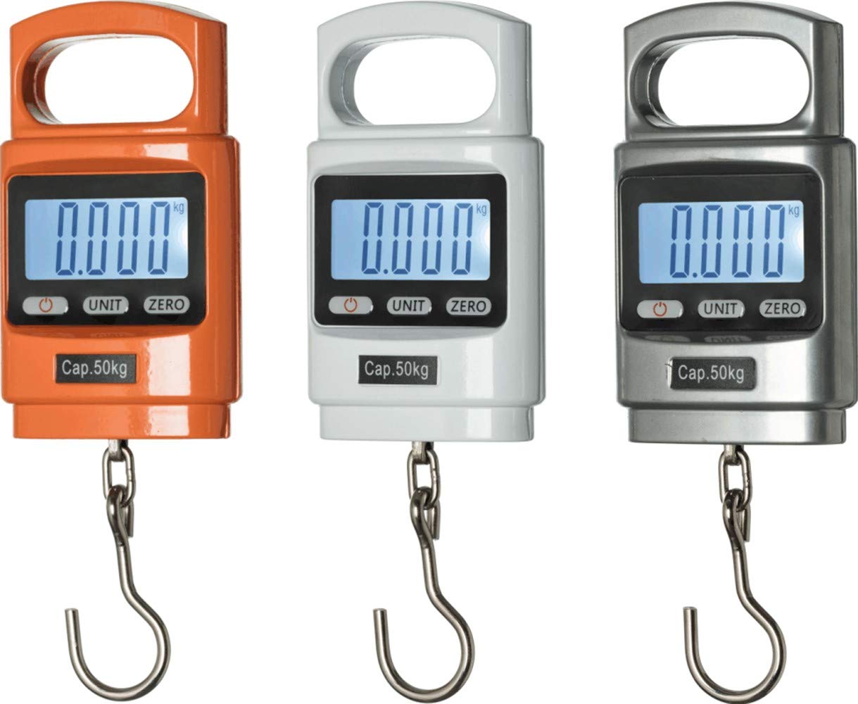 Klau Portable Fish Weighing Scales 100 lb / 1600 oz Heavy Duty Digital Hanging Scale LCD Display with Backlight Orange for Home Farm Hunting Outdoor