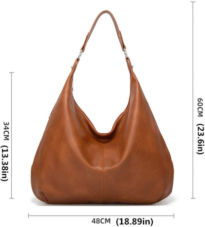 Ashioup Hobo Bags for Women Soft PU Leather Shoulder Bag Vintage Slouchy Handbag with Zipper