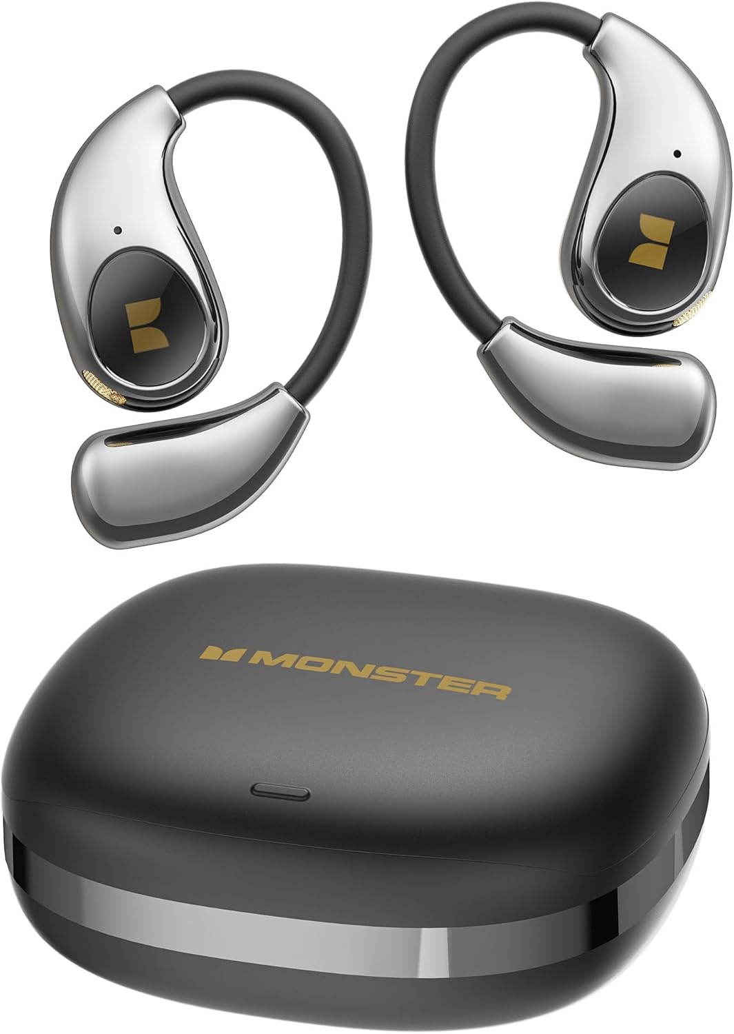 Monster Open Ear AC510 Earbuds, Bluetooth6.0 Wireless Earbuds, Stereo Sound Ear Buds with AI Intelligent Noise Reduction, Type-C Charging, Touch Control, 30H Playback, IPX6 Waterproof Earphones(Black)