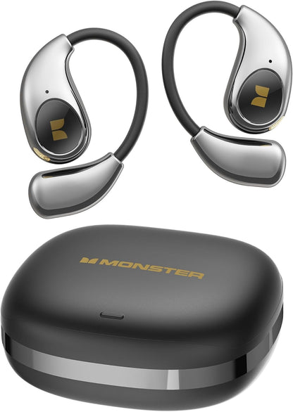 Monster Open Ear AC510 Earbuds, Bluetooth6.0 Wireless Earbuds, Stereo Sound Ear Buds with AI Intelligent Noise Reduction, Type-C Charging, Touch Control, 30H Playback, IPX6 Waterproof Earphones(Black)