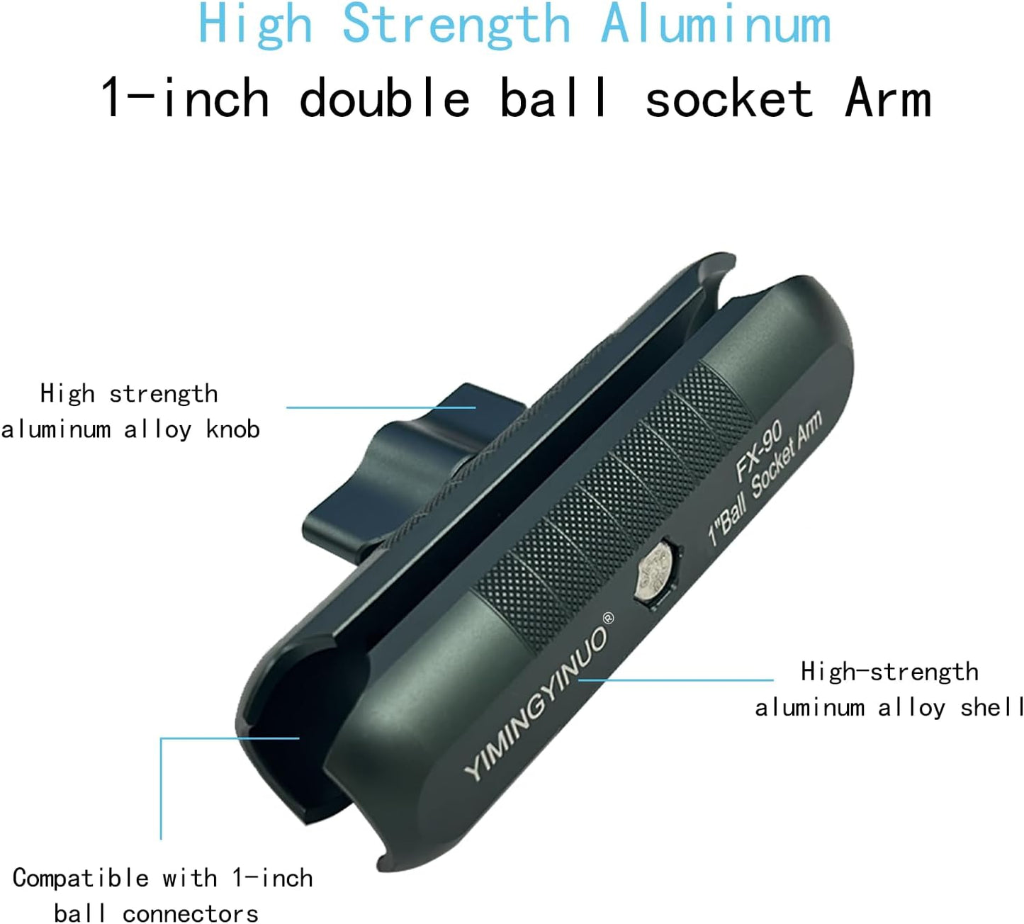 YIMINGYINUO Double Socket Arm Compatible with RAM Mounts B Size 1" Ball Components for Bike/Motorcycle/ATV Phone Mount, Emeralds (Short Arm)