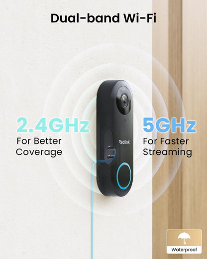 REOLINK Video Doorbell WiFi 2K Wired Doorbell Camera No Subscription