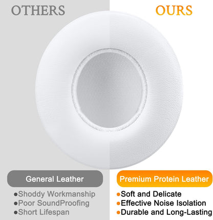 SoloWIT® Ear Pads Cushions Replacement, Earpads for Beats Solo 2 & Solo 3 Wireless On-Ear Headphones with Soft Protein Leather, Stronger Adhesive, Noise Isolation Memory Foam - Black