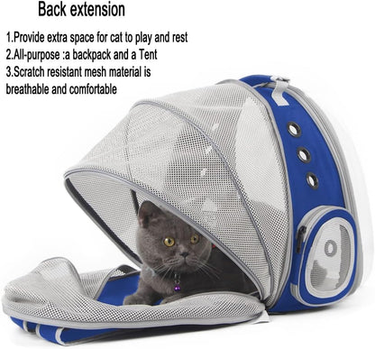 WEVONIGU Front Expandable Cat Backpack Carrier,Fit up to 16 lbs,Pet Carrier Backpack,Space Capsule Astronaut Bubble Window Bag,Cats and Puppies,Airline-Approved,Designed for Travel,Hiking,Walking