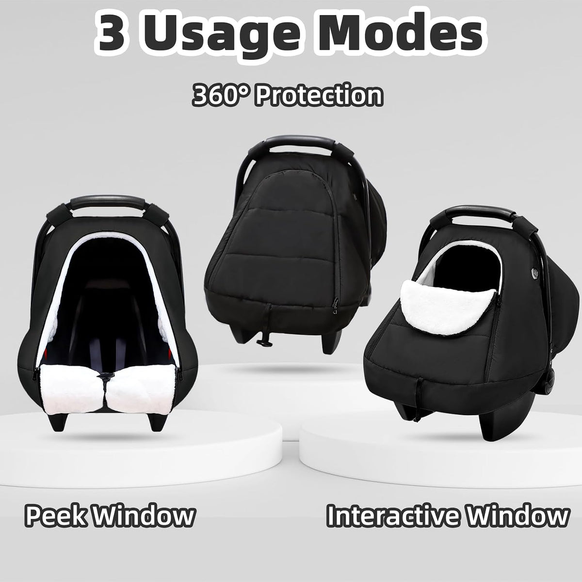 SWESEN Winter Car Seat Covers for Babies, Cozy & Warm Cover, Infant Car Seat Canopy Water Resistant, Universal Cold Weather Shield, Black