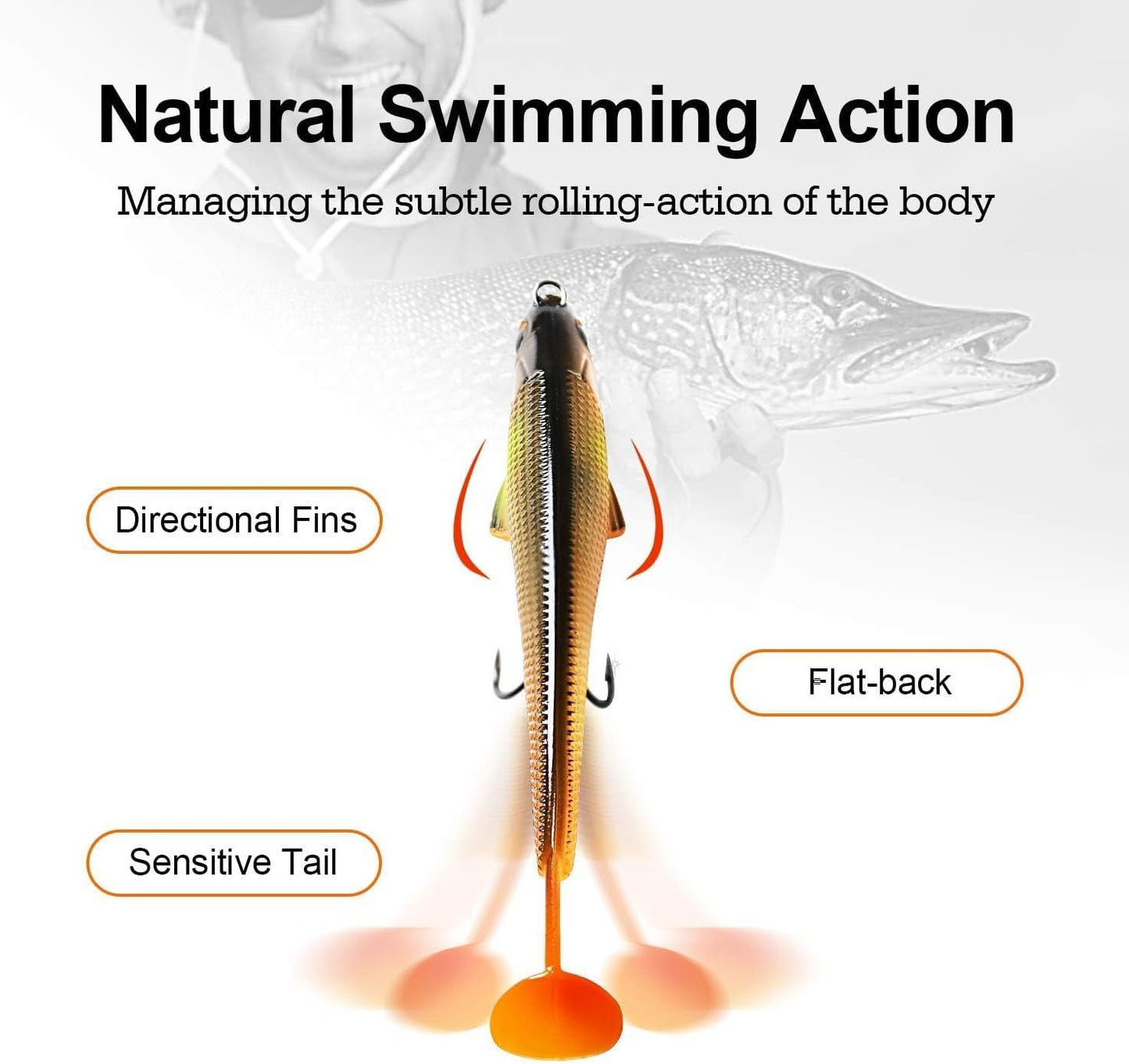 TRUSCEND Easy Catch Pre-Rigged Soft Lures, Unique Vibrating Swim Action and Trembly Sinking Move for More Bites, Amazing Soft Swimbait for Family Fishing, Fishing Lures for Bass Trout Crappie Walleye