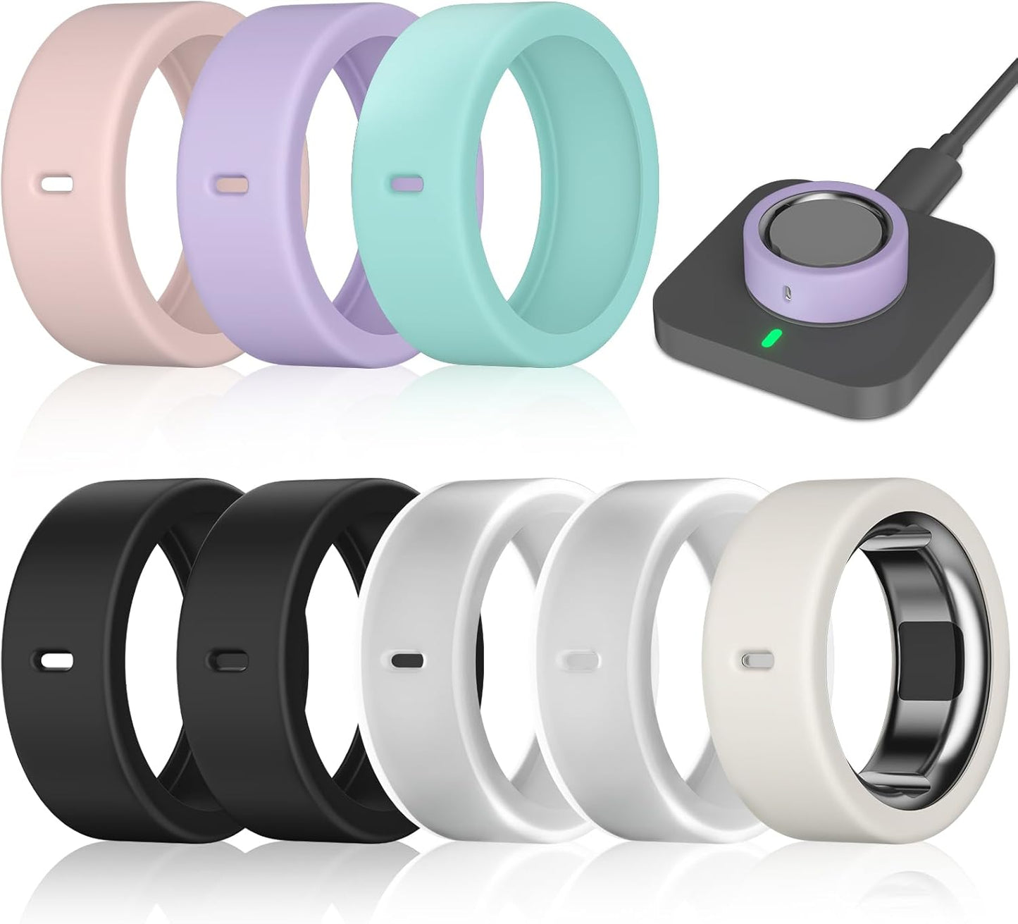 10 Pack Cover Compatible with Oura Ring Gen 4/Oura Ring Gen 3/3 Horizon, Surport Charging with Cover on, Anti-Scratch Elastic Silicone Rings Protector for Men Women Working Out Gym
