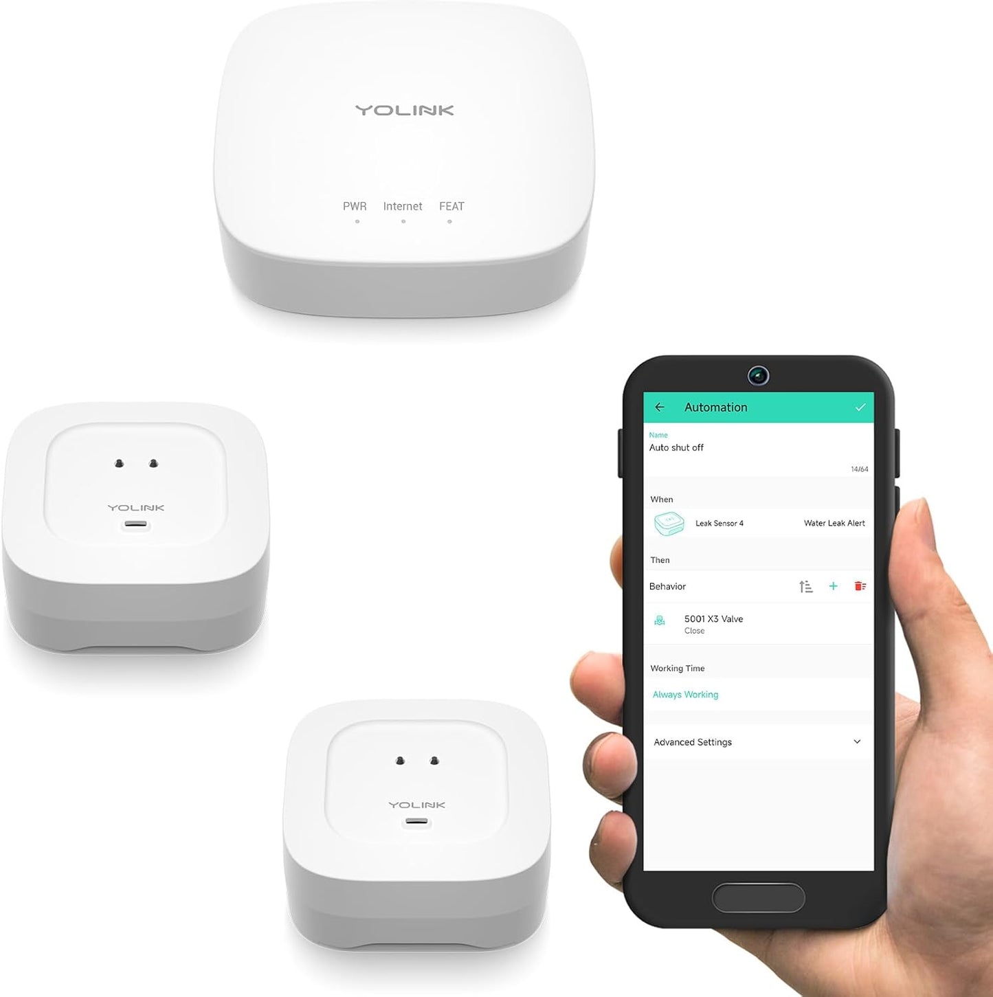 YoLink Smart Home Starter Kit: Water Sensor 4-Pack & Hub Kit - Sensor Compatible with Alexa and IFTTT, 1/4 Mile Range, Instant Remote App, Text(Limited) and Email Alert