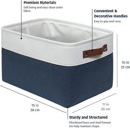 OrganiHaus Large Fabric Storage Baskets for Shelves 3 Pack, 15x11in Closet Storage Bins for Shelves, Cloth Baskets, Fabric Storage Cubes, Linen Closet Organizers, Fabric Basket, White Basket