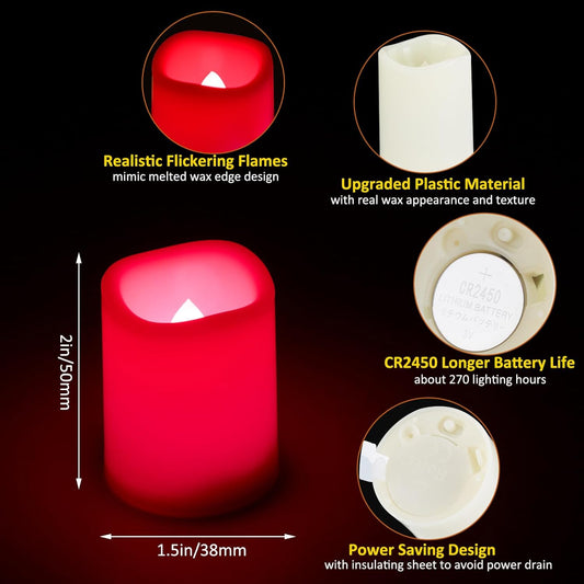 IMAGE Flameless Votive Candles, RGB & White Light LED Candles, Battery Operated, 270 Hours Long Lasting Flickering Tea Lights, Remote Timer for Christmas Halloween Decor, 1.5 x 2 Inch, 12 Pack