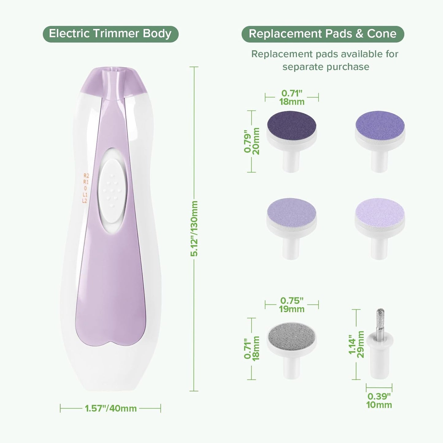 haakaa Baby Nail Trimmer Electric Safe Baby Nail Clippers Baby Nail File Kit Manicure Set, Trim Polish Grooming kit for Newborn Toddler or Adults Toes Fingernails, 6 Grinding Heads and LED Light