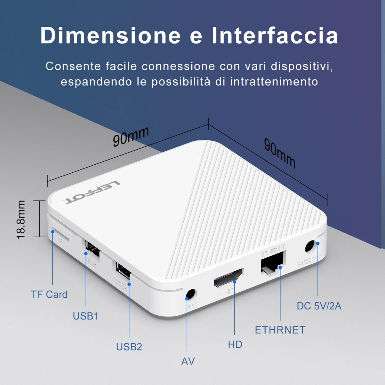 LEFFOT Android 14.0 TV Box 2025, H313 4K Ultra HD Streaming Device for TV, 2GB RAM + 16GB ROM, Smart TV Box with HDR10, Voice Control, 2.4G & 5G WiFi 6, 100M Ethernet, H313 Quad Core ARM Cortex A53