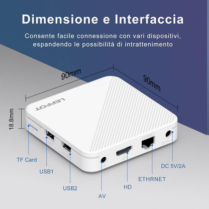 LEFFOT Android 14.0 TV Box 2025, H313 4K Ultra HD Streaming Device for TV, 2GB RAM + 16GB ROM, Smart TV Box with HDR10, Voice Control, 2.4G & 5G WiFi 6, 100M Ethernet, H313 Quad Core ARM Cortex A53