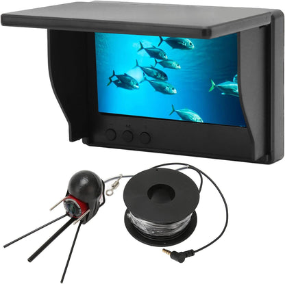 Underwater Fishing Camera, Portable Fish Finder Waterproof Camera 1000TVL Underwater Camera with 12 IR LED Lights, 4.3 Inch LCD Monitor, for Lake Sea Boat Kayak Ice Fishing (30m / 32.8yd US Plug)
