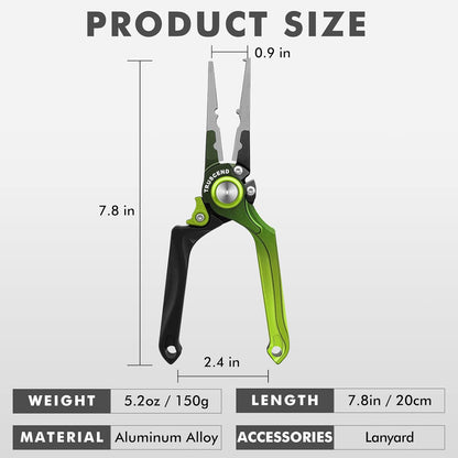 TRUSCEND Lockable Handy Fishing Pliers with Innovative Ergonomic Handle, Saltwater Corrosion Resistant Teflon Coated Fishing Tool, Multi-Function Fishing Gear with Mo-V Cutter, Amazing Fishing Gift