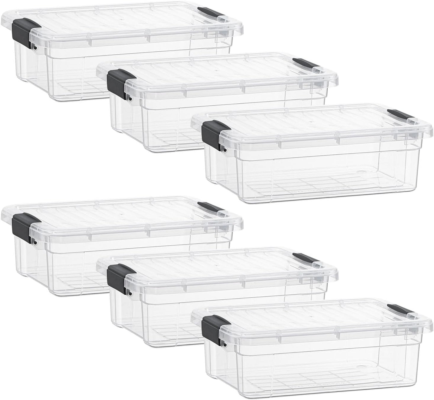 Superio Storage Bins with Lids- 3 Pack, 1.85 Qt Clear Boxes for Organizing, Stackable Plastic Containers- BPA Free, Non-Toxic, Odor Free, Organizer for Home, Office, Dorm