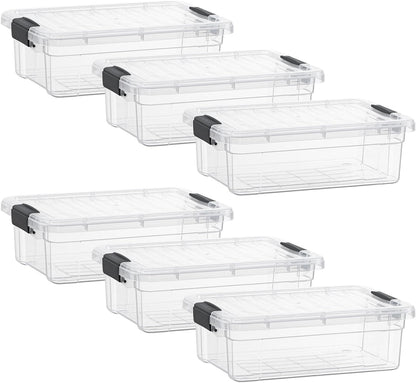 Superio Storage Bins with Lids- 3 Pack, 1.85 Qt Clear Boxes for Organizing, Stackable Plastic Containers- BPA Free, Non-Toxic, Odor Free, Organizer for Home, Office, Dorm
