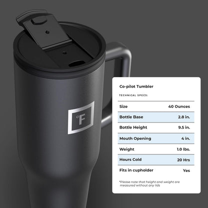 Insulated Tumbler with Straw Lid & Handle - 32oz (2 Lids) - Vacuum Leakproof Double Walled Stainless Steel Travel Mug Cup for Coffee Tea Water Hold Cold Iced Drinks - Fits Car Cup Holder