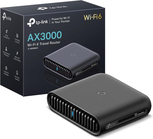 TP-Link Dual-Band WiFi 6 AX3000 Travel Router (TL-WR3002X) – Pocket-Sized, Multi-Gig, OpenVPN, WireGuard, USB 3.0, Phone Tethering, Public WiFi Sharing, Hotel/Cruise Ready, Multi-Mode