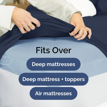 Extra Deep Queen Sheet Set - 6 Piece Breathable & Cooling Sheets - Hotel Luxury Bed Sheets Set - Easy & Secure Fit - Soft, Wrinkle Free & Comfy Sheets Set - White Sheet Set w/Extra Deep Pockets
