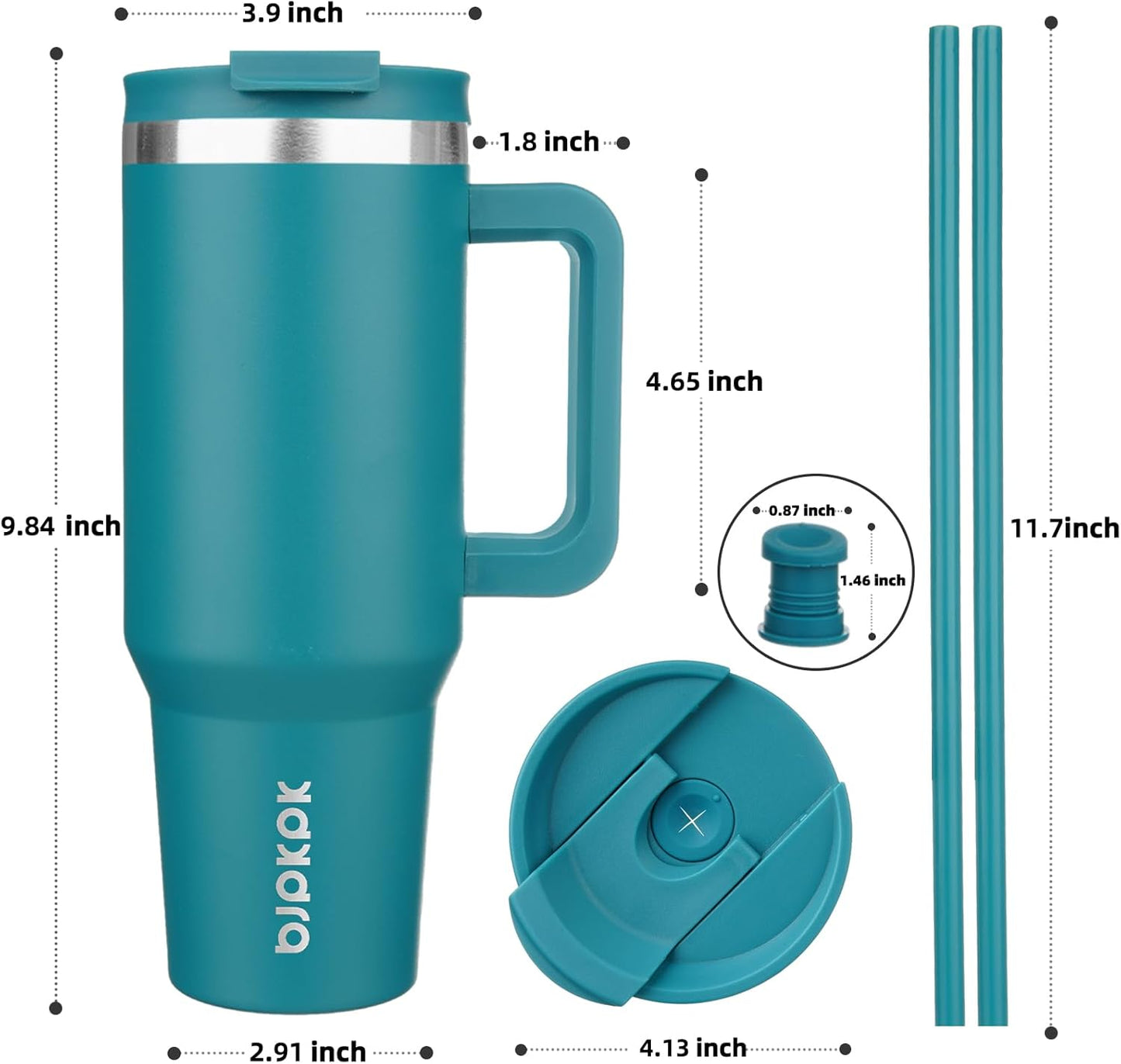 BJPKPK Tumbler with Handle and Straw 30oz Insulated Tumbler Cups with Lid Stainless Steel Travel Coffee Mug,Indigo Black