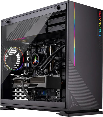 Skytech Shadow Gaming PC Desktop, Ryzen 5 5600 3.5 Ghz (4.4GHz Turbo Boost), AMD RX 6600 8GB GDDR6, 1TB SSD, 16GB DDR4 RAM 3200, 650W Gold PSU, Wi-Fi, Win 11 Home
