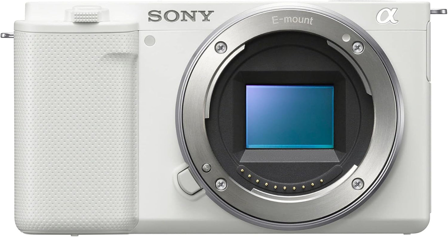 Sony Alpha ZV-E10 - APS-C Interchangeable Lens Mirrorless Vlog Camera Kit - White