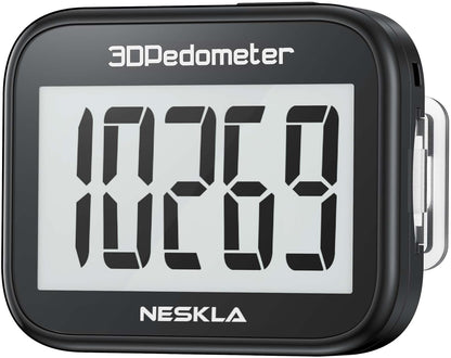3D Pedometer for Walking, Simple Step Counter with Large Digital Display, Step Tracker with Removable Clip Lanyard, Accurately Track Steps for Men Women Kids Adults Seniors