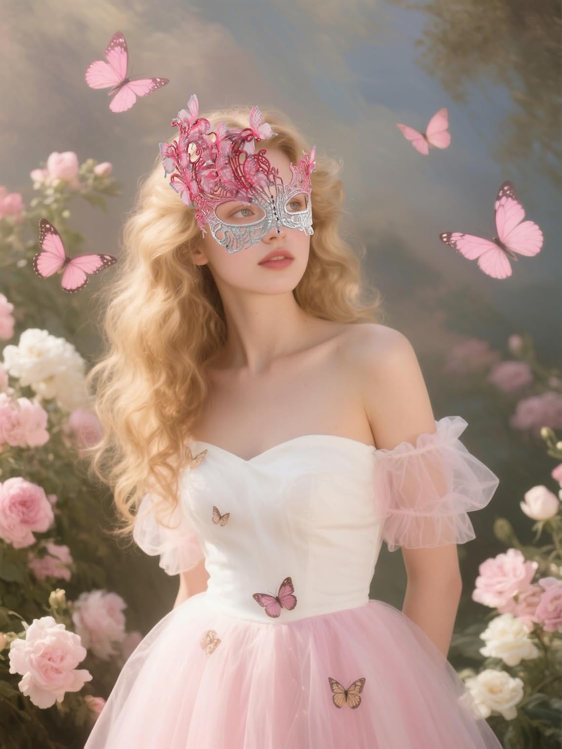 Comott pink halloween Masquerade mask for women and girls - Mardi Gras butterfly mask for halloween Costume parties