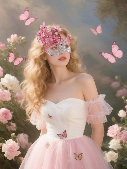 Comott pink halloween Masquerade mask for women and girls - Mardi Gras butterfly mask for halloween Costume parties