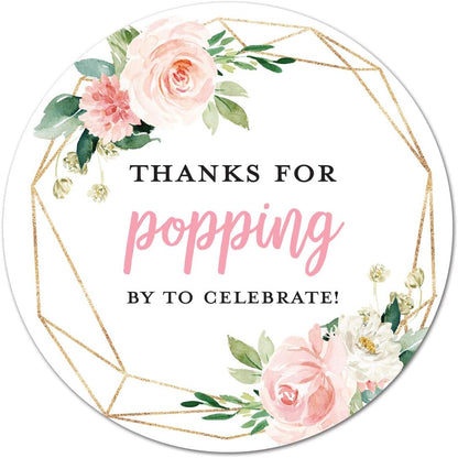 40 Thanks for Popping by! Popcorn Favor Stickers (Gold on White)