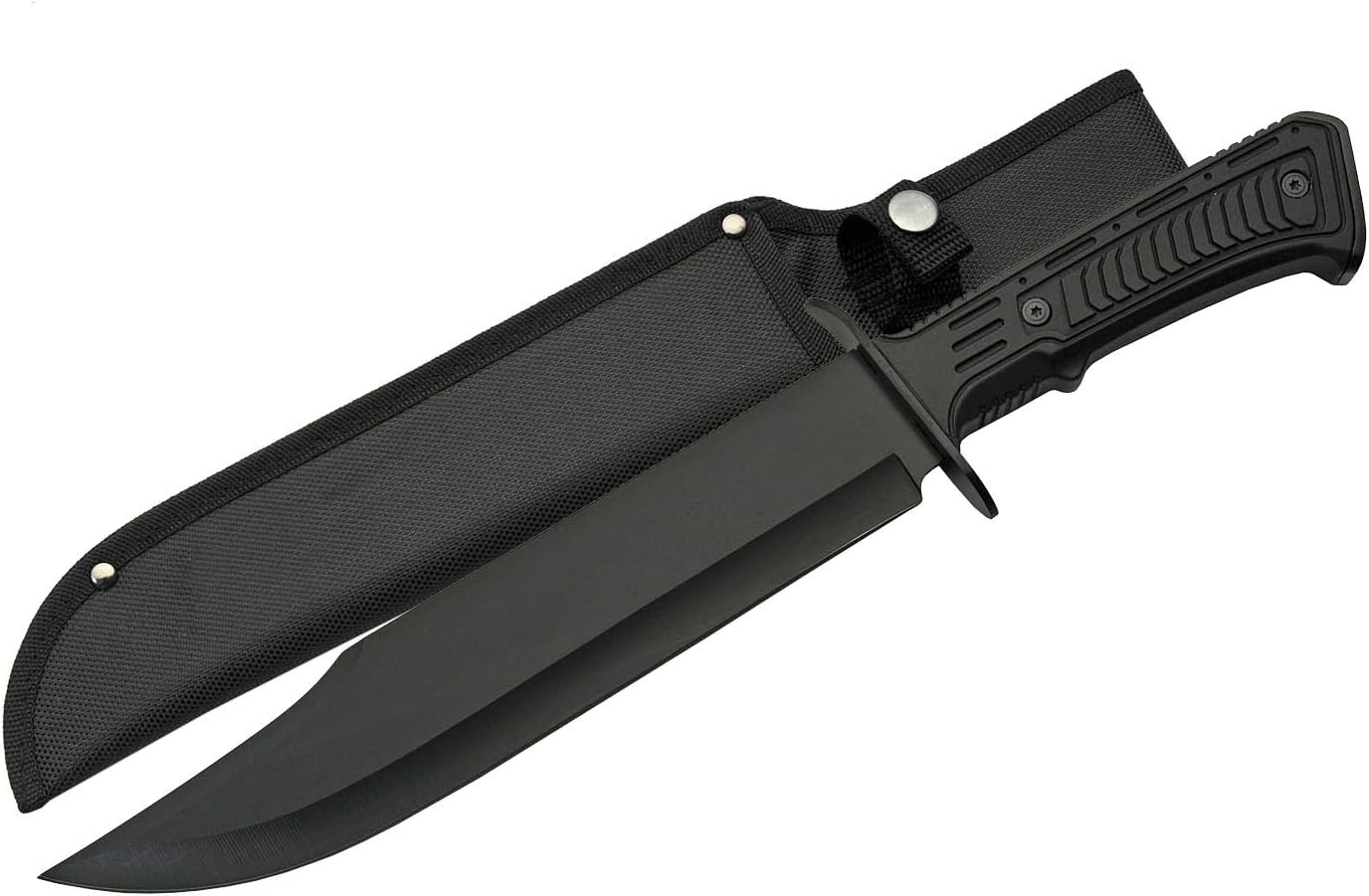 SZCO SUPPLIES 15" Outdoor Survival Black Tech Bowie Blade Knife